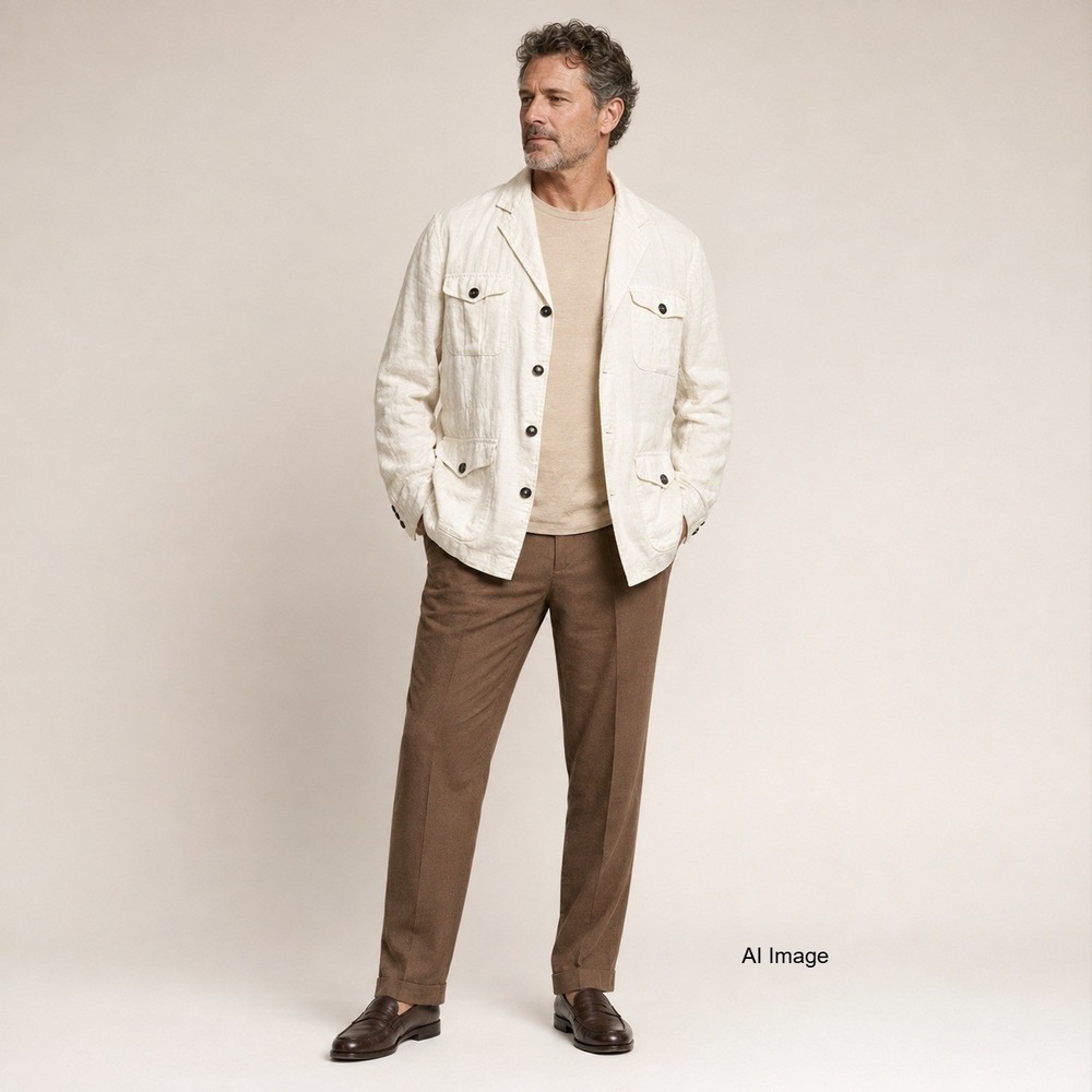 Vintage Polo Ralph Lauren Men XL White Linen Field Jacket Savary Italy Utility *